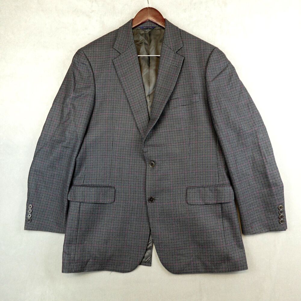 Brooks Brothers 1818 Madison Blazer Mens 42L Houndstooth Multi Tweed Wool